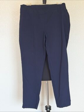 Classic Navy Cropped Pull-On Ankle Pants